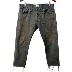 Simon Miller Knit Jeans Brown raw hem woven Pants straight leg relaxed fit 33x34